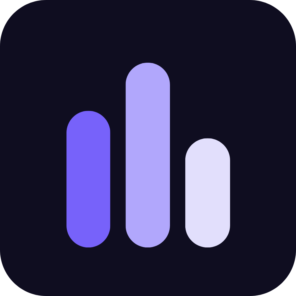 Bucky app icon — three purple bars on a dark field